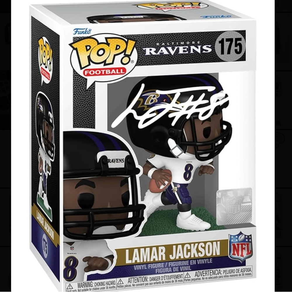 Funko Pop! Lamar Jackson Baltimore Ravens Figure - Black and Purple Autographed